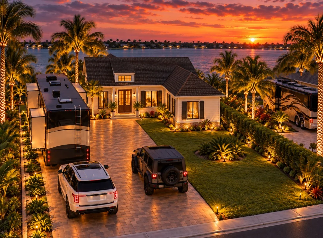 Luxury Motorcoach on Lakefront Lot with Casita